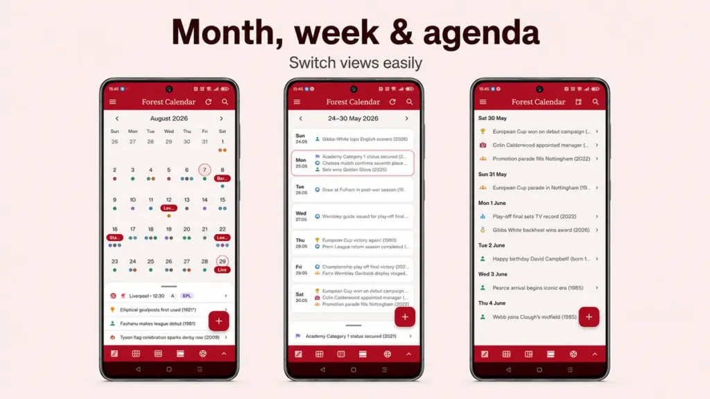 Forest calendar views feature