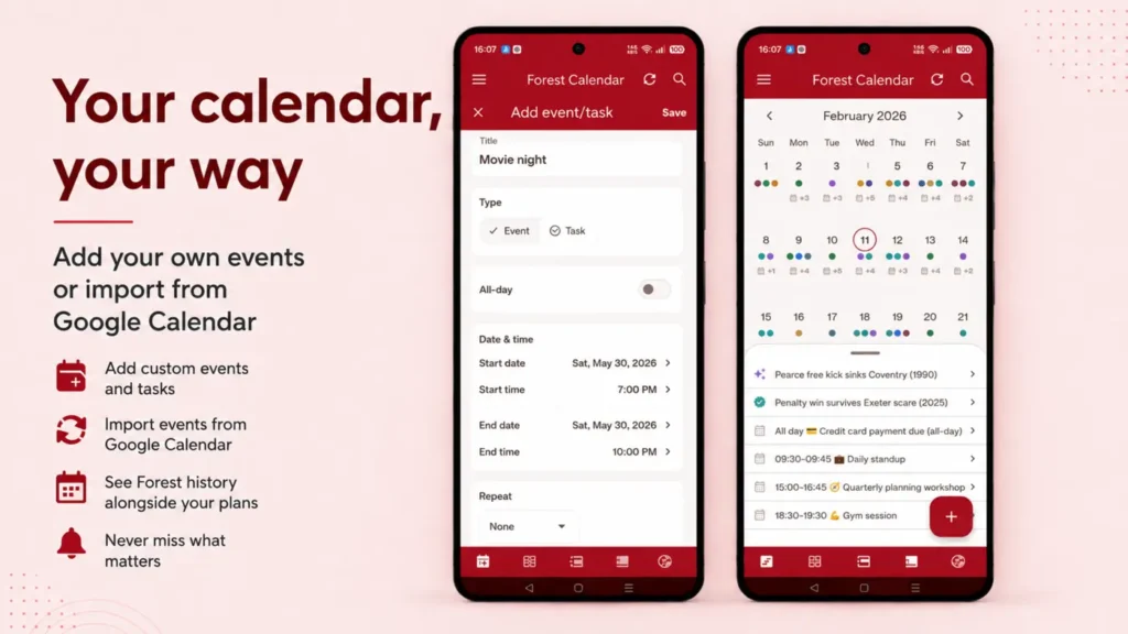Forest calendar feature